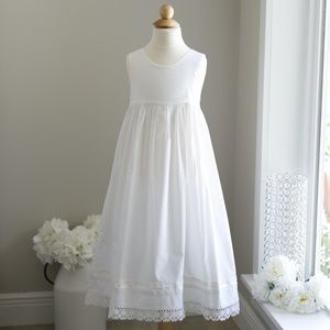Strasburg Dress White Cotton with Crocheted Lace Girls size 78 Sundress Portrait